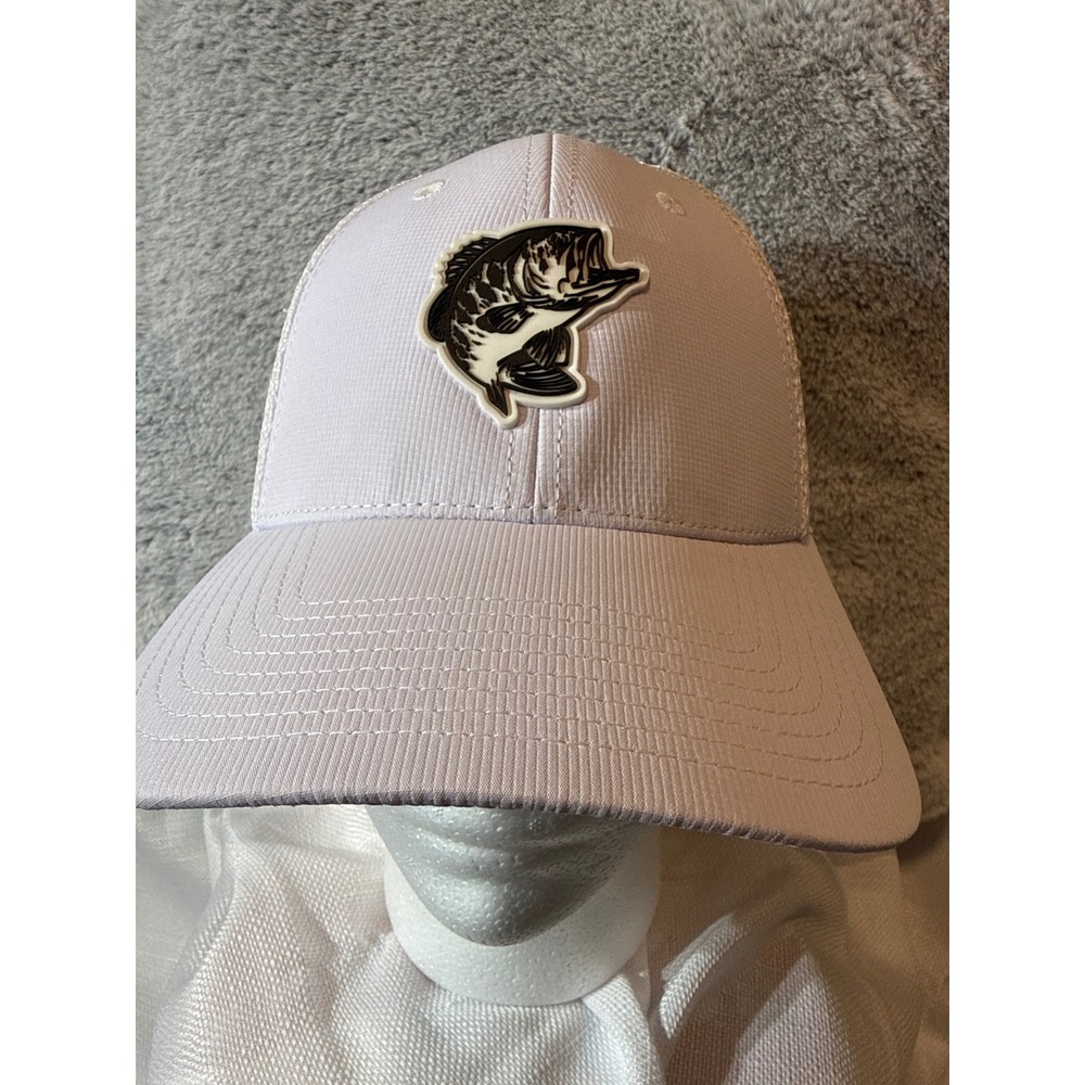 Bass Pro Shops‎ Trucker Hat White Mesh Snapback Bass Fish Patch Mens Cap